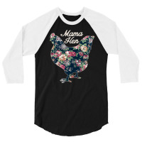 Mama Hen Floral Chicken Countrycore Aesthetics Cute Flowers Print For 3/4 Sleeve Shirt | Artistshot