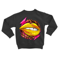 Softball Lips With Lightning Toddler Sweatshirt | Artistshot