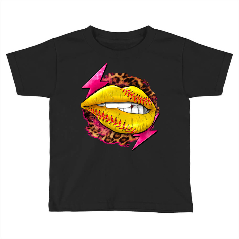 Softball Lips With Lightning Toddler T-shirt by HRA Design Shop | Artistshot