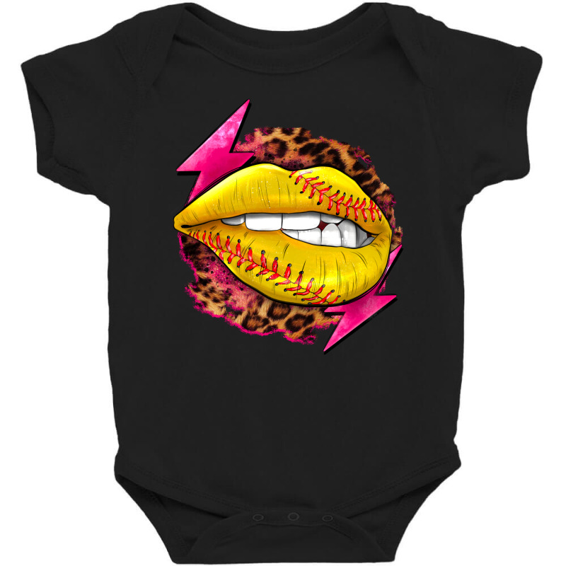 Softball Lips With Lightning Baby Bodysuit by HRA Design Shop | Artistshot