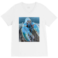 Funny Jumpscare Lobster Meme Blue Crustacean T Shi V-neck Tee | Artistshot