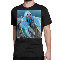 Funny Jumpscare Lobster Meme Blue Crustacean T Shi Classic T-shirt | Artistshot