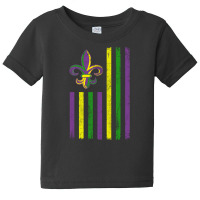 Mardi Gras Us Flag With Flour De Lis Celebration New Orleans Parade Ou Baby Tee | Artistshot