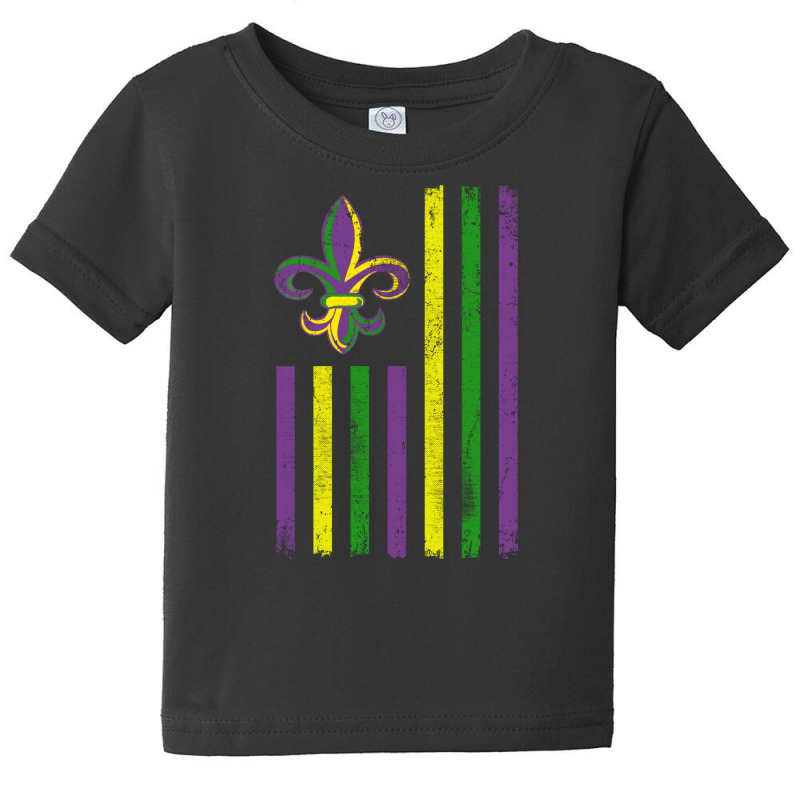 Mardi Gras Us Flag With Flour De Lis Celebration New Orleans Parade Ou Baby Tee by AsopArt | Artistshot