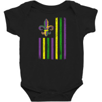 Mardi Gras Us Flag With Flour De Lis Celebration New Orleans Parade Ou Baby Bodysuit | Artistshot