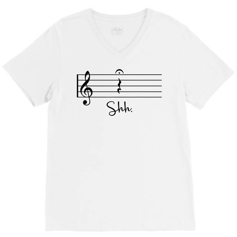 Funny Music Notes Shirt Shh Quarter Fermata Teache V-Neck Tee by coyagota | Artistshot