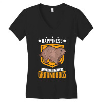 Happiness Is Being With Groundhogs Marmot Women's V-neck T-shirt | Artistshot