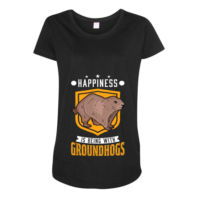 Happiness Is Being With Groundhogs Marmot Maternity Scoop Neck T-shirt by XAVIERESPREE | Artistshot