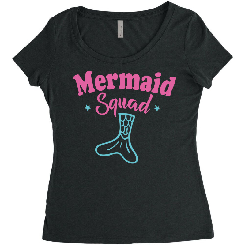 Mermaid Squad Funny Mermaid Lover Gift With Cute Pink Text And Tail Gr Women's Triblend Scoop T-shirt | Artistshot