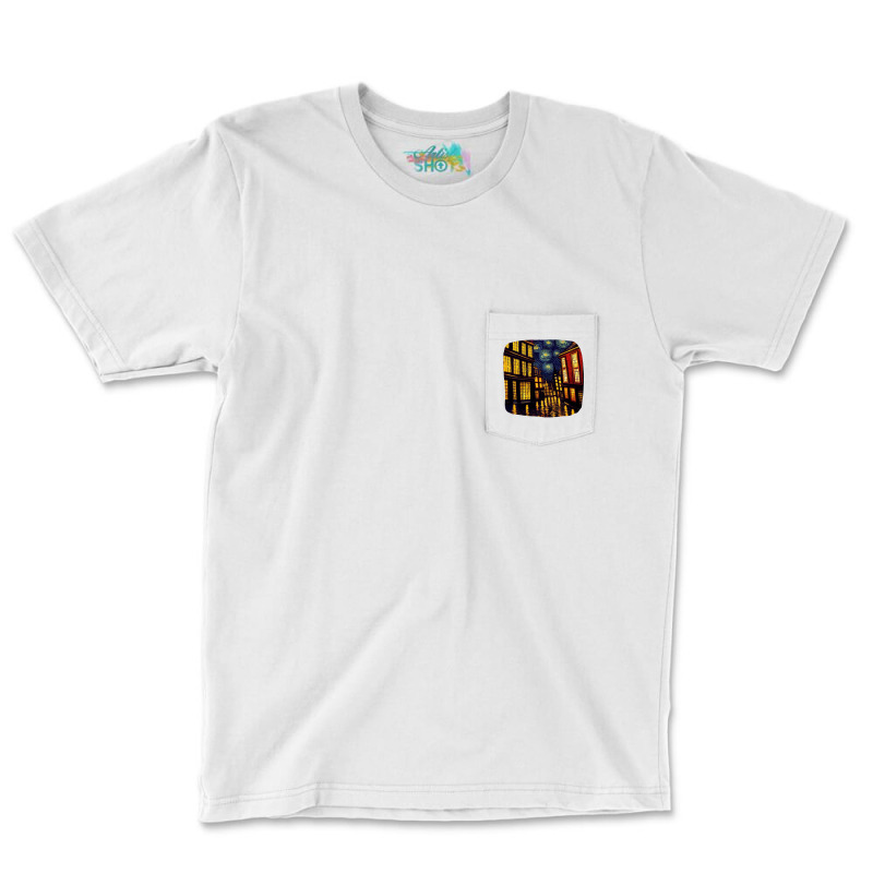 The Alley At A Starry Night Ii   Van Gogh Style Pocket T-Shirt by murhanixcayak | Artistshot