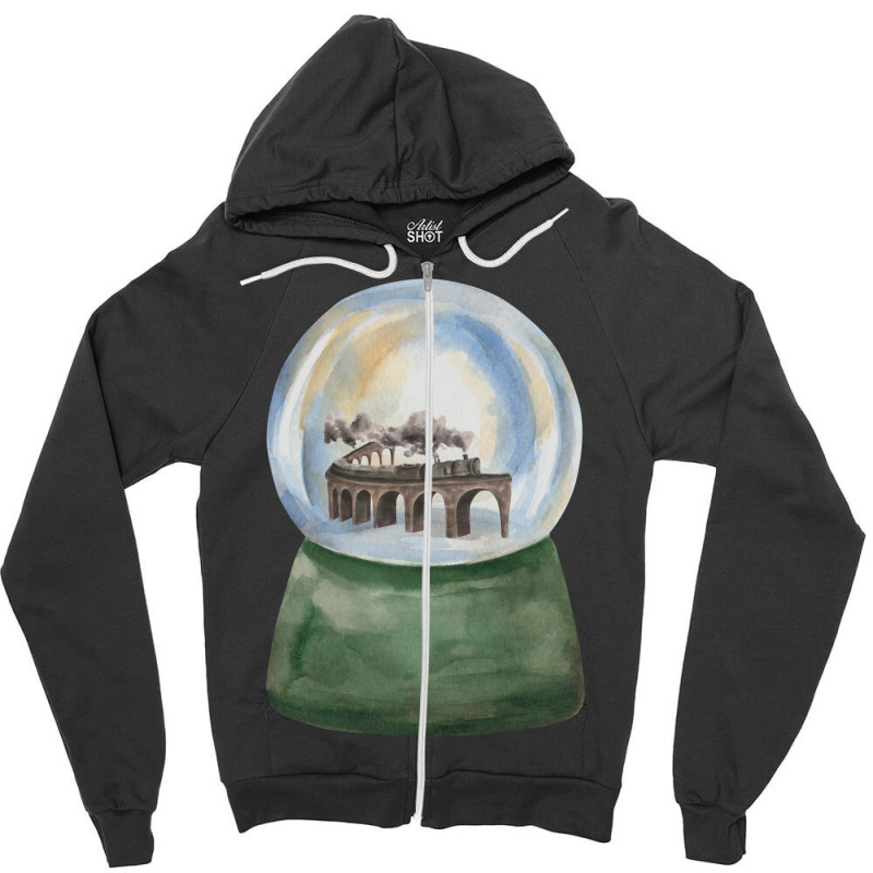 Steam Train In Crystal Ball Zipper Hoodie by heathybatevam | Artistshot