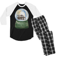 Steam Train In Crystal Ball Men's 3/4 Sleeve Pajama Set | Artistshot