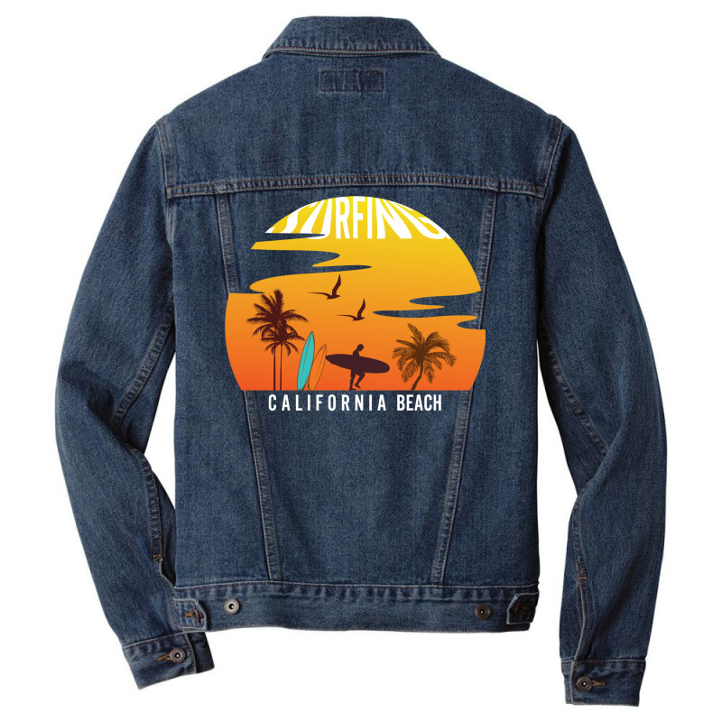 Surfing Men Denim Jacket by heathybatevam | Artistshot