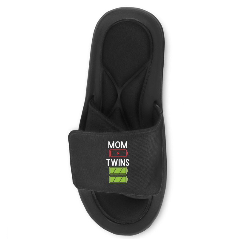 Mom Low Battery Twins Full Batteries Funny Gift For Twin Mama Slide Sandal | Artistshot