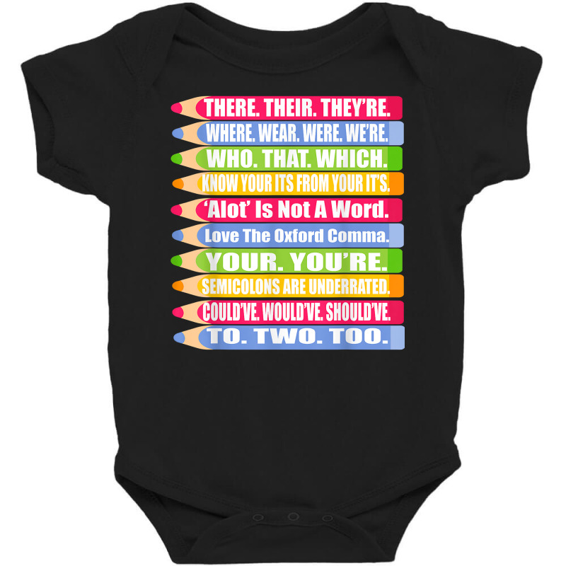 Fun Spelling And Grammar Shirt There Their Were We Baby Bodysuit by arainro | Artistshot