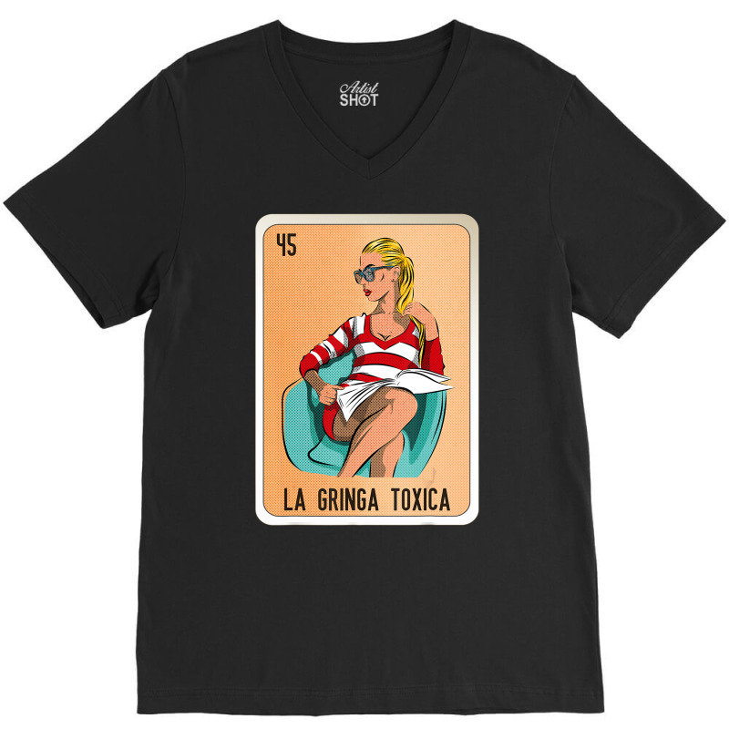 La Gringa Toxica Mexican Slang Lottery Bingo Cards V-Neck Tee by heffopance | Artistshot