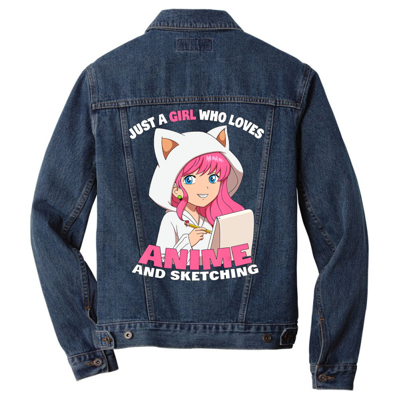 Just A Girl Who Loves Anime And Sketching T Shirt Men Denim Jacket by imelde | Artistshot