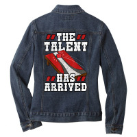 The Talent Has Arrived Cornhole Lover Bean Bag Gif Ladies Denim Jacket | Artistshot