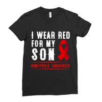 I Wear Red For My Son Hemophilia Awareness Ribbon Ladies Fitted T-shirt | Artistshot