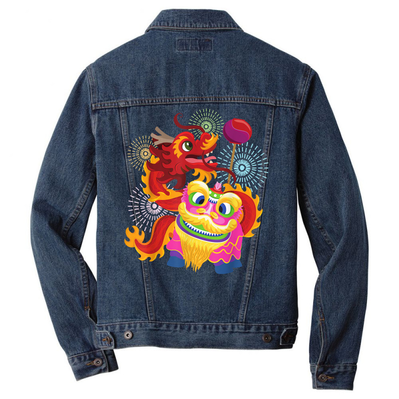 Happy Chinese New Year 2023 Lion Dragon Dance Luna Men Denim Jacket by ewubea | Artistshot