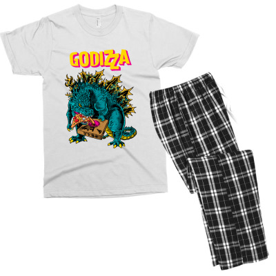 Custom Godzilla Eat Pizza Copy Men s T shirt Pajama Set By