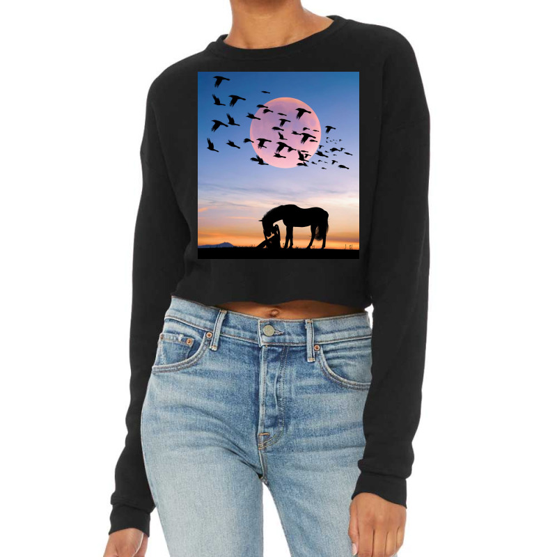 Horse And Woman Cropped Sweater | Artistshot