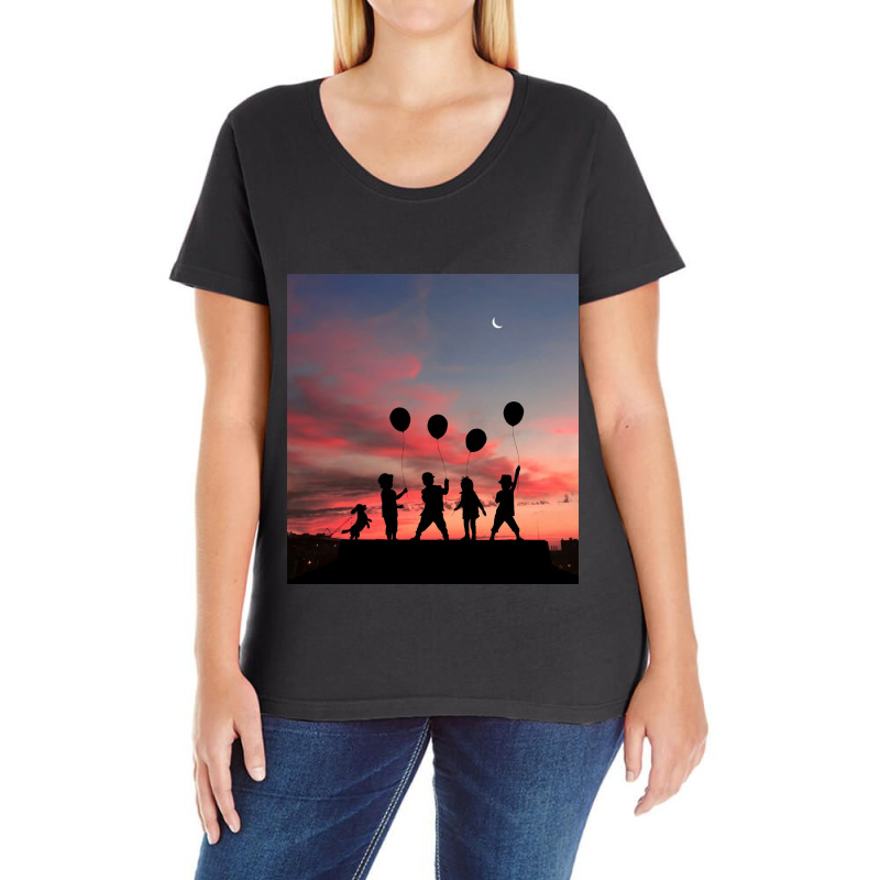 Kids And Balloons Ladies Curvy T-shirt | Artistshot