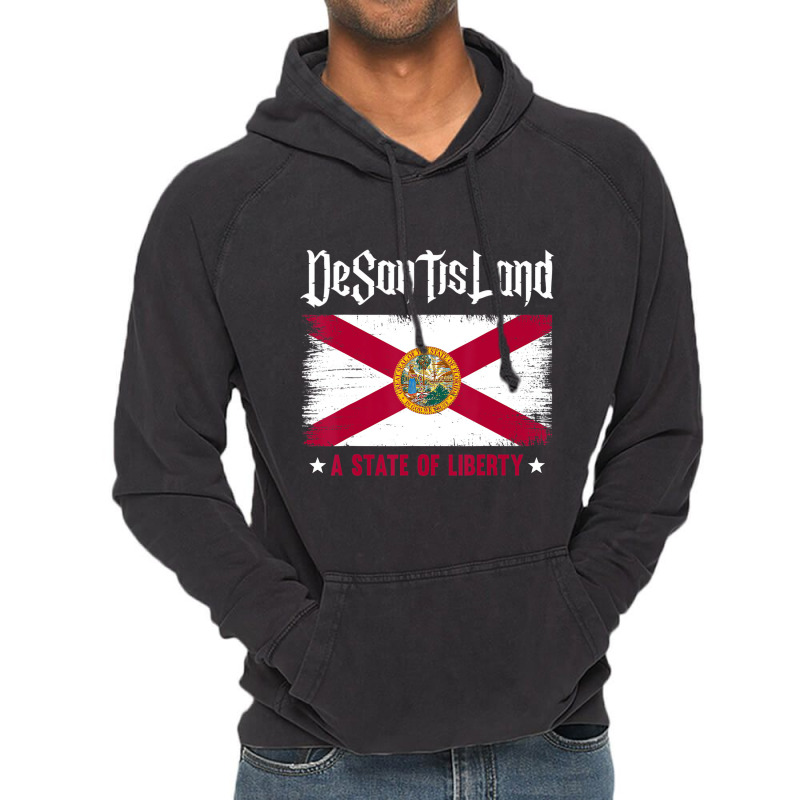 Desantisland State Of Liberty Florida Map Fl Flag Vintage Hoodie | Artistshot