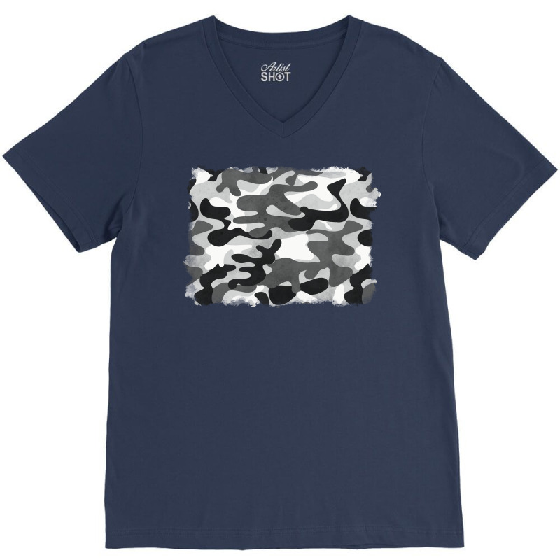 Black And White Camouflage V-Neck Tee by BarkalooDesign | Artistshot