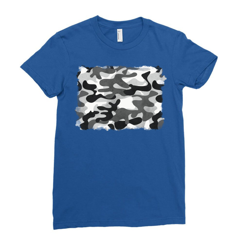 Black And White Camouflage Ladies Fitted T-Shirt by BarkalooDesign | Artistshot