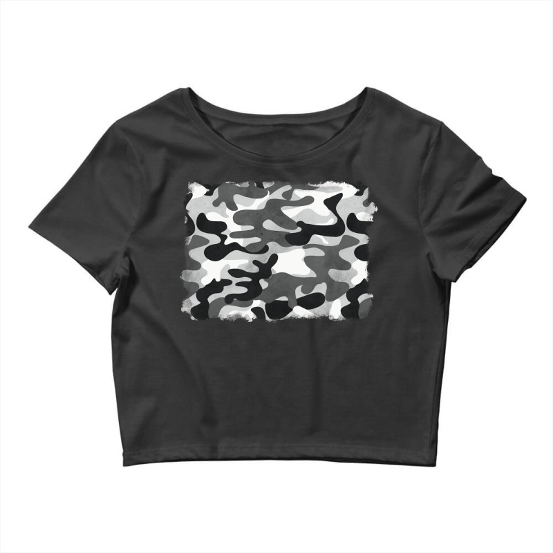 Black And White Camouflage Crop Top by BarkalooDesign | Artistshot