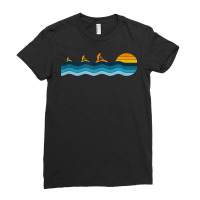 Water Ski, Water Sports, Vintage Retro Sunset, Wat Ladies Fitted T-shirt | Artistshot