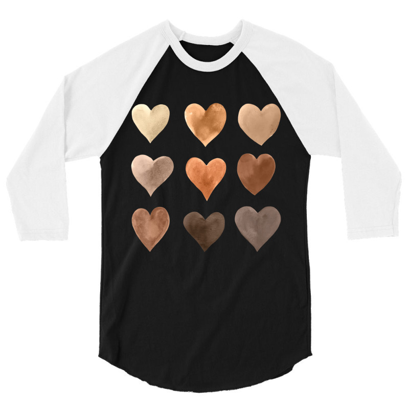 Diversity Heart Skin Tones Black Kindness Melanin 3/4 Sleeve Shirt | Artistshot