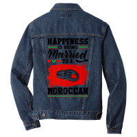 Morocco Flag Happiness Is Being Married To A Moroc Men Denim Jacket | Artistshot