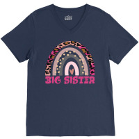 Big Sister Funny Gift Leopard Rainbow Fun Design G V-neck Tee | Artistshot