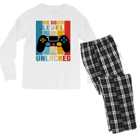 Big Sister Level Unlocked Funny Gamer Girl Gaming Men's Long Sleeve Pajama Set | Artistshot