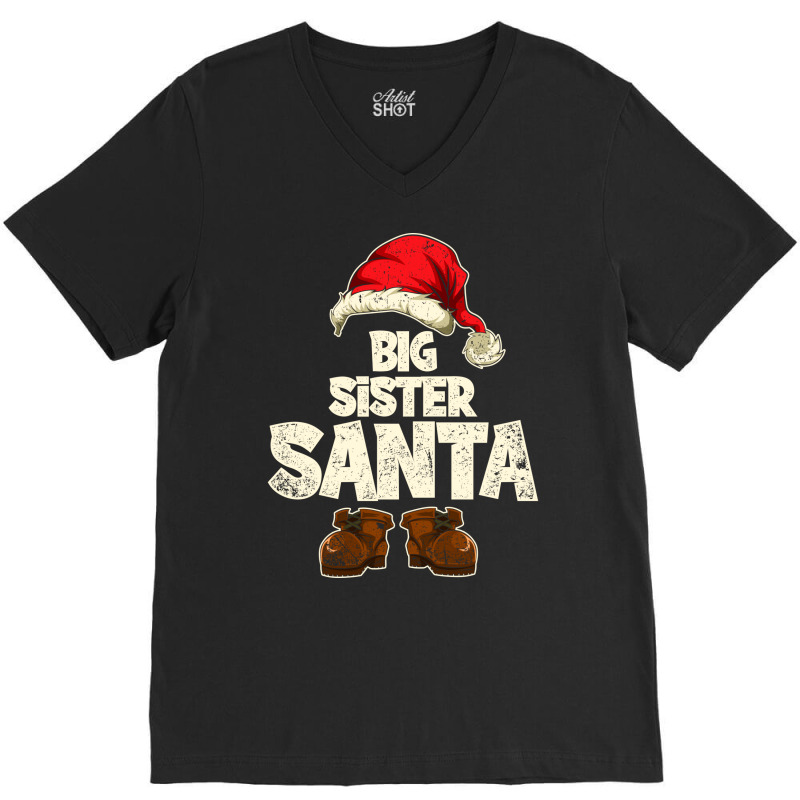 Funny Big Sister Santa Festive Family Christmas Ma V-Neck Tee by kuranaszondyv | Artistshot