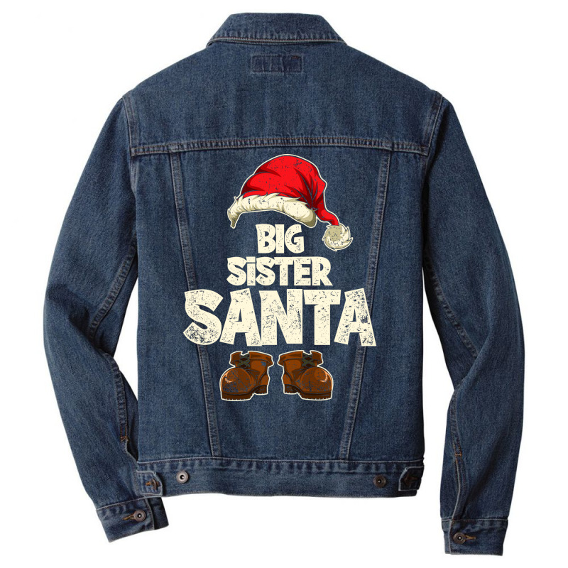 Funny Big Sister Santa Festive Family Christmas Ma Men Denim Jacket by kuranaszondyv | Artistshot