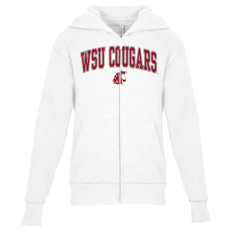 Washington State Cougars Arch Over White Officiall Youth Zipper Hoodie by kranendon | Artistshot