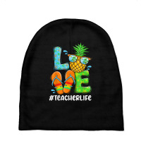 Love Teacher Life Chritsmas In July Summer Pineapp Baby Beanies | Artistshot