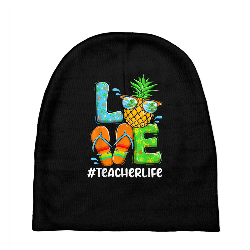 Love Teacher Life Chritsmas In July Summer Pineapp Baby Beanies | Artistshot