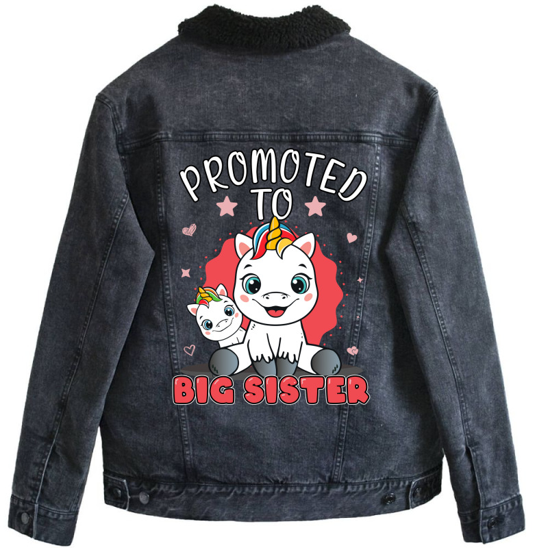 Promoted To Big Sister Unicorn Future Sister To Be Unisex Sherpa-Lined Denim Jacket by kuranaszondyv | Artistshot