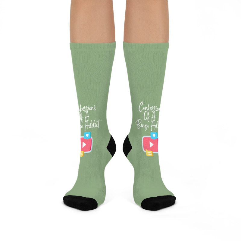 Confessions Of A Bingo Addict Chic Youtube Hipster Crew Socks | Artistshot