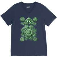 Ernst Haeckel Discomedusae Jellyfish Plate 28 Gree V-neck Tee | Artistshot