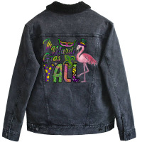 Mardi Gras Shirt Women Men Flamingo Carnival Costu Unisex Sherpa-lined Denim Jacket | Artistshot