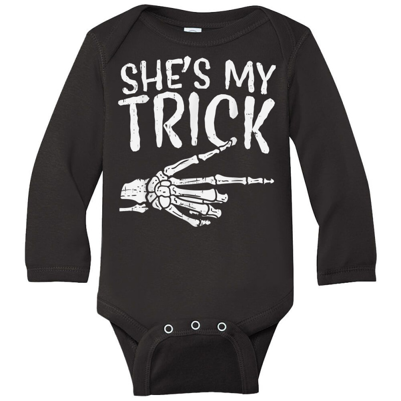 Mens Shes My Trick Matching Couple Halloween Costu Long Sleeve Baby Bodysuit | Artistshot