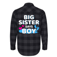 Gender Reveal Sister Says Boy Matching Family Ba R Flannel Shirt | Artistshot