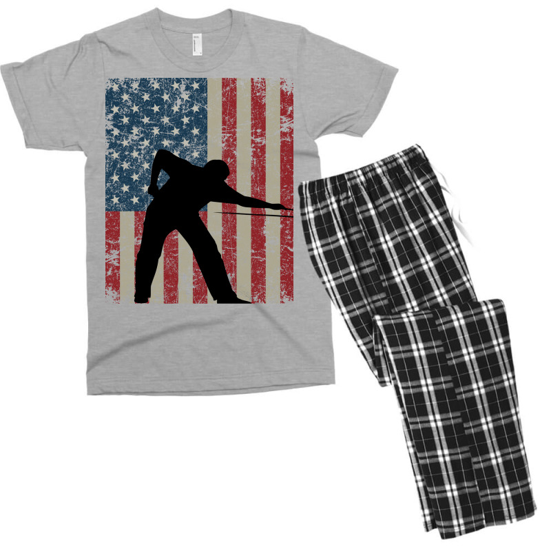 Vintage American Flag Billiards 4th Of July Men's T-shirt Pajama Set | Artistshot