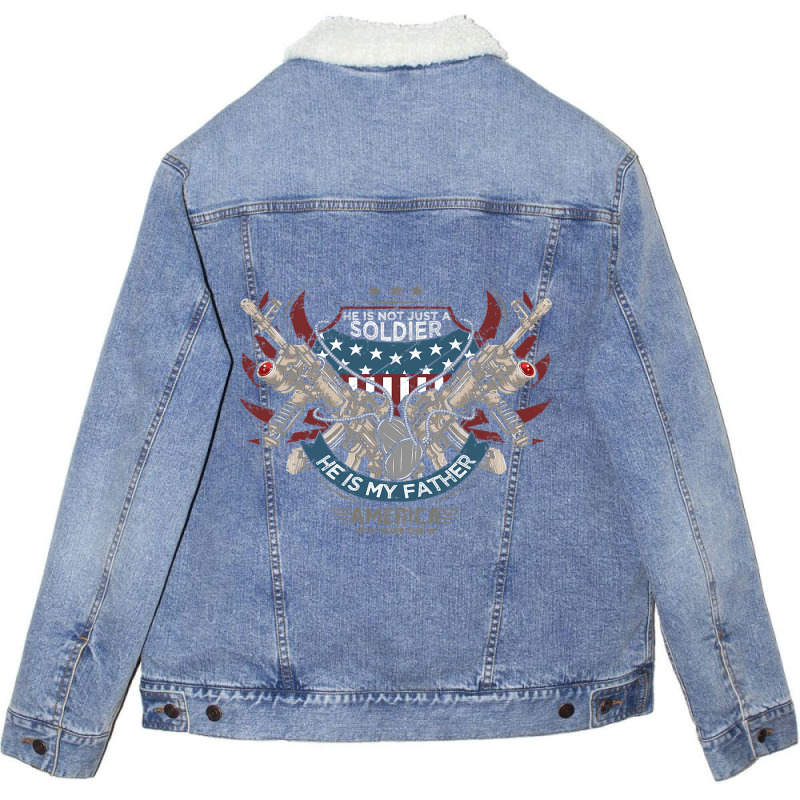 My Father Is A Soldier Proud Army Sondaughter Unisex Sherpa-lined Denim Jacket | Artistshot