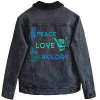 Peace Love Science Hippie Biology Girl Unisex Sherpa-lined Denim Jacket | Artistshot